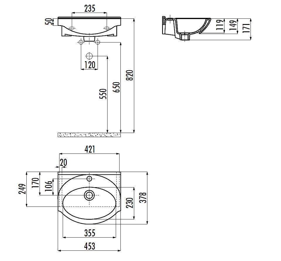 Раковина Creavit Etol 45,3 ET045-0000 белая купить в интернет-магазине Sanbest