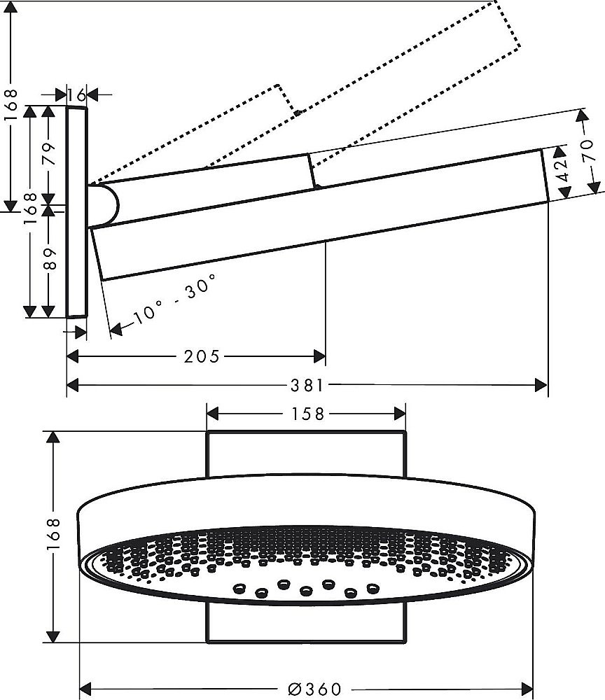 Верхний душ Hansgrohe Rainfinity 360 3jet 26234140 купить в интернет-магазине сантехники Sanbest