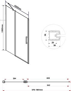 Душевая дверь без пристенного профиля Vincea Orta VDP-1O100CL 100 стекло прозрачное/профиль хром купить в интернет-магазине Sanbest