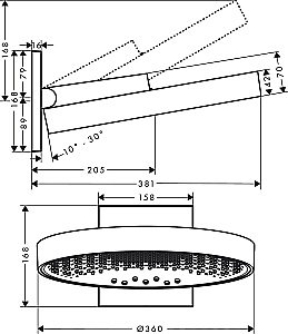 Верхний душ Hansgrohe Rainfinity 360 3jet 26234140 купить в интернет-магазине сантехники Sanbest