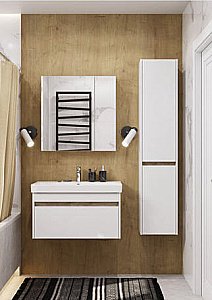 Тумба с раковиной Акватон Марти 80 белая/дуб эльвезия для ванной в интернет-магазине Sanbest