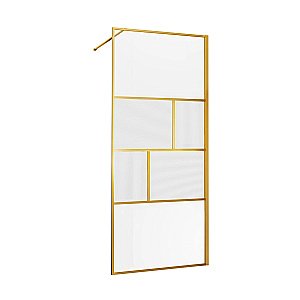 Душевое ограждение Vincea Walk-In 80 VSW-1HC800CFBG стекло прозрачное-рифленое/профиль брашированное золото купить в интернет-магазине Sanbest