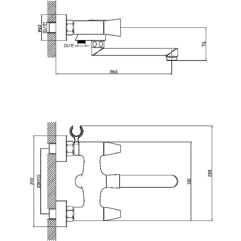 Смеситель для ванны Orange ALFI M82-211cr хром купить в интернет-магазине сантехники Sanbest