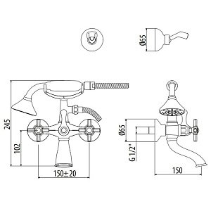 Смеситель для ванны Gattoni TRD TR501/18C0 купить в интернет-магазине сантехники Sanbest