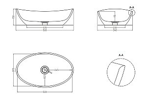 Раковина накладная Salini NOEMI 1101103GF 56 из искусственного камня S-Sense, глянцевая, цвет по RAL полностью купить в интернет-магазине Sanbest