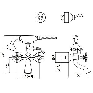 Смеситель для ванны Gattoni TRD TR501/18C0 купить в интернет-магазине сантехники Sanbest