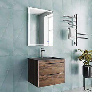 Тумба с раковиной Vincea Chiara 2D 60 VMC-2C2600CO/VCB-13600G тёмный дуб/раковина серая для ванной в интернет-магазине Sanbest