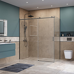 Душевой уголок BelBagno SOFT_CLOSE-2-AH-1 180х80 стекло прозрачное/профиль оружейная сталь купить в интернет-магазине Sanbest