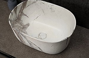 Раковина накладная Gid Creativo 45 Mnc9302 69909 белый мрамор, матовая купить в интернет-магазине Sanbest