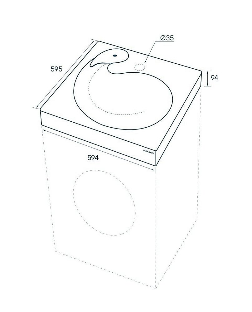 Раковина на стиральную машину Paulmark Winken 59 PM740431 белая купить в интернет-магазине Sanbest