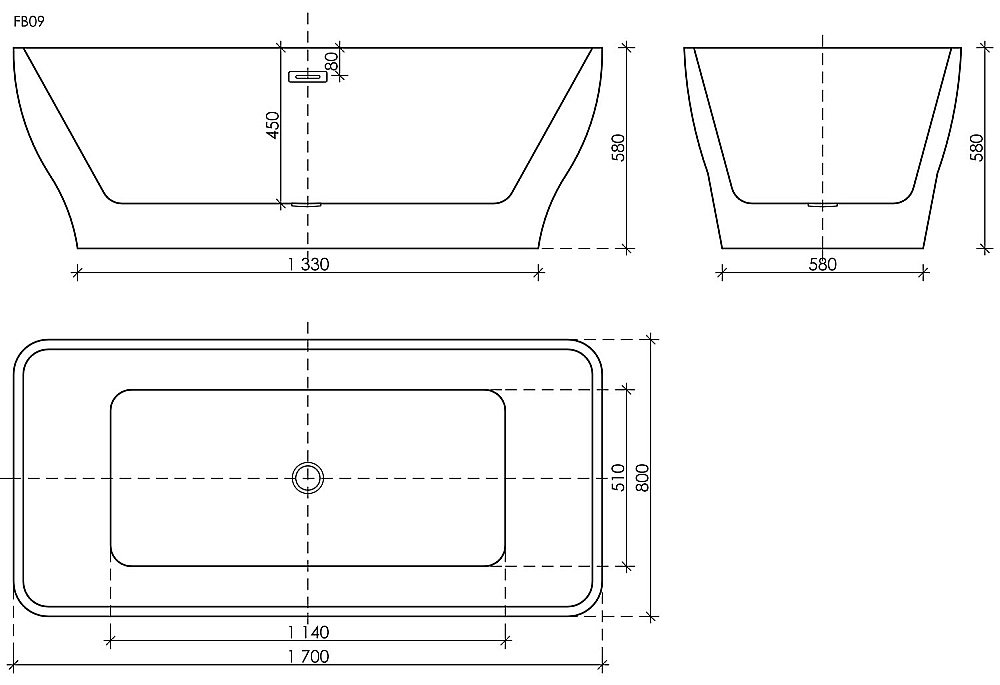 Акриловая ванна Sancos Neo 170х80 FB09 белая купить в интернет-магазине Sanbest