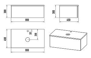 Тумба с раковиной Misty Ива - 80 П-Ива-01080-481Я графит/дуб вотан для ванной в интернет-магазине Sanbest