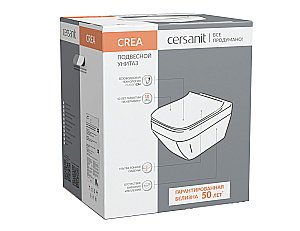 Унитаз подвесной Cersanit Crea Square Clean On DPL EO slim 63115 с крышкой микролифт, безободковый купить в интернет-магазине Sanbest