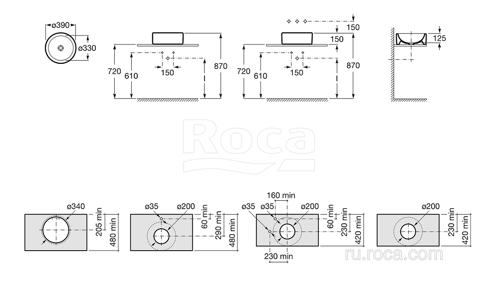 Раковина Roca Terra 39 32722D000 белая купить в интернет-магазине Sanbest