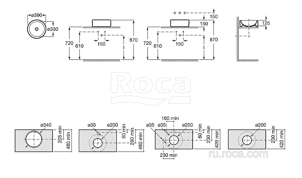 Раковина Roca Terra 39 32722D000 белая купить в интернет-магазине Sanbest