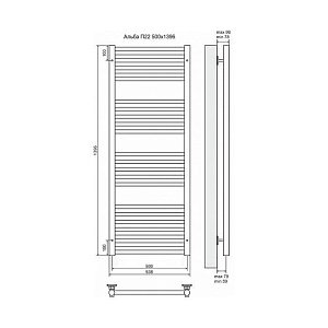 Полотенцесушитель электрический Terminus Альба П22 500x1396 левый/правый купить в интернет-магазине сантехники Sanbest