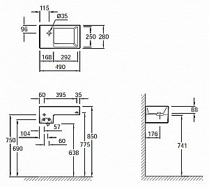Тумба с раковиной Jacob Delafon TERRACE 50 EB1178-G1C+EGA012-00 белая глянцевая для ванной в интернет-магазине Sanbest