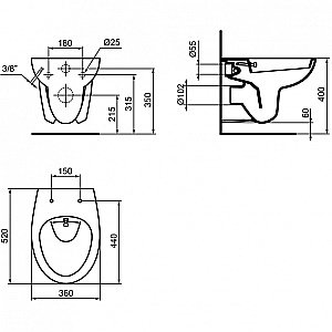 Унитаз подвесной с функцией биде Ideal Standard Ecco W705501 белый купить в интернет-магазине Sanbest