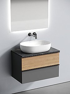 Тумба с раковиной Sancos DELTA 80 со столешницей, дуб красный/графит для ванной в интернет-магазине Sanbest