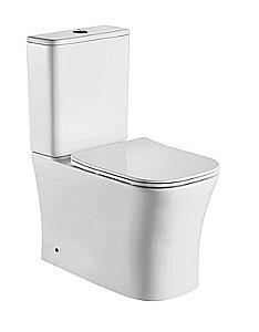 Унитаз напольный CeramaLux 1218-1A белый, безободковый, с бачком, с крышкой микролифт купить в интернет-магазине Sanbest