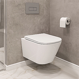 Унитаз подвесной Azario Esconda AZ-2805E белый, безободковый, с крышкой микролифт, слив торнадо купить в интернет-магазине Sanbest