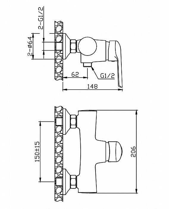 Смеситель для душа Orange Tony M54-200gr купить в интернет-магазине сантехники Sanbest