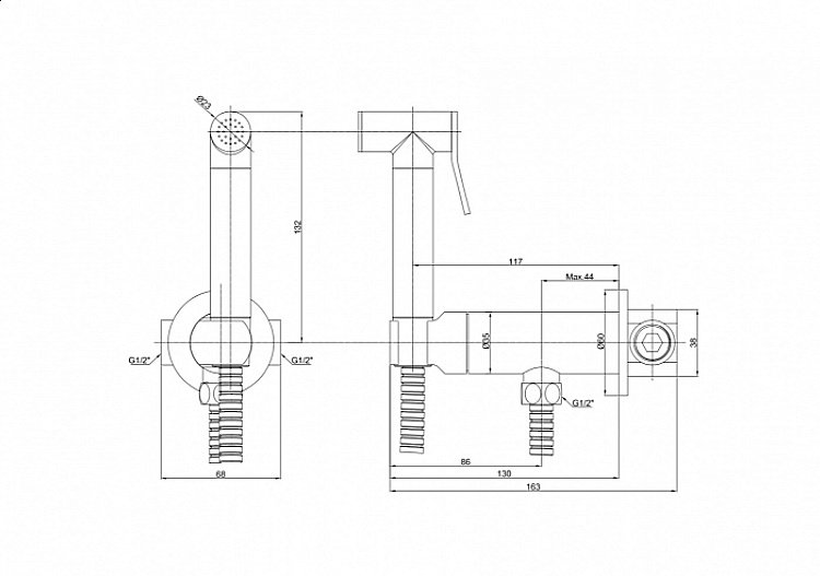 Гигиенический душ ALMAes Agata AL-877 Черный купить в интернет-магазине сантехники Sanbest