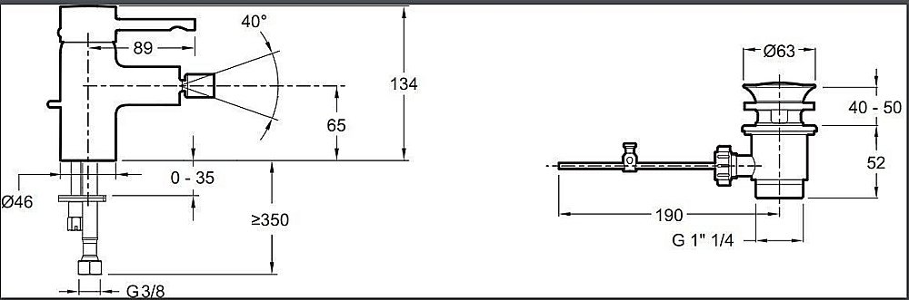 Cмеситель для биде Jacob Delafon CUFF E37045-CP купить в интернет-магазине сантехники Sanbest