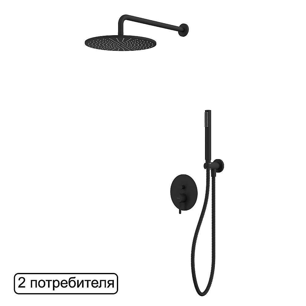 Душевая система WhiteCross Y YSET04BL черная матовая купить в интернет-магазине сантехники Sanbest