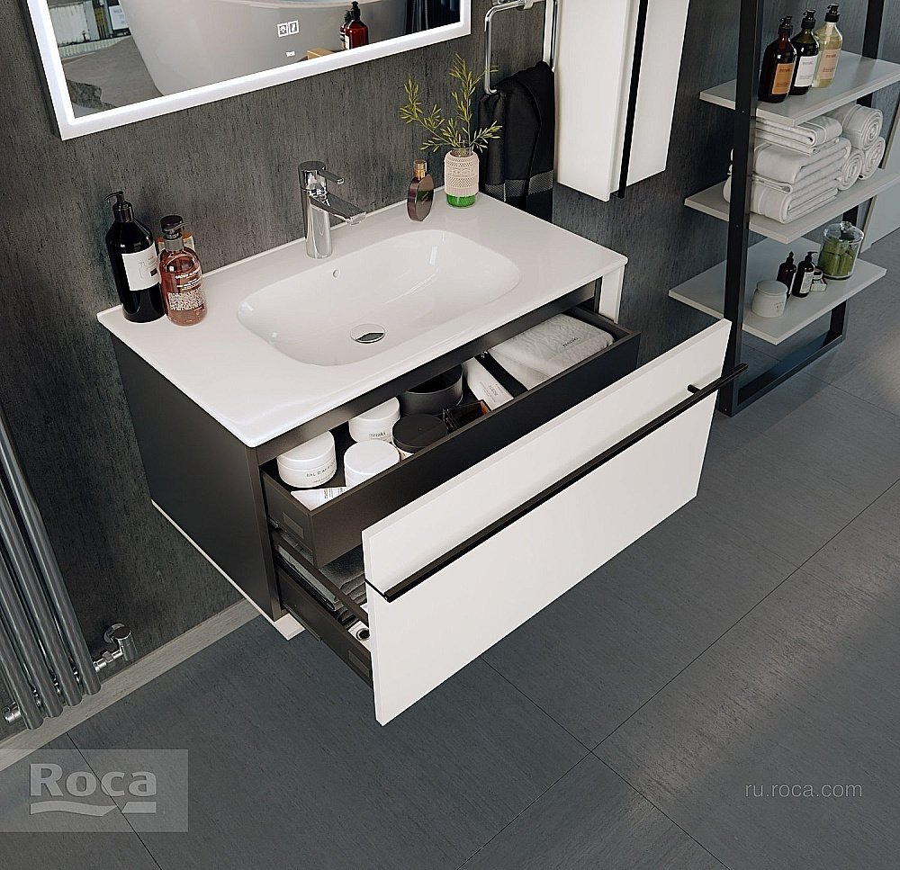 Тумба с раковиной Roca Aneto 857430806 80 белый для ванной в интернет-магазине Sanbest