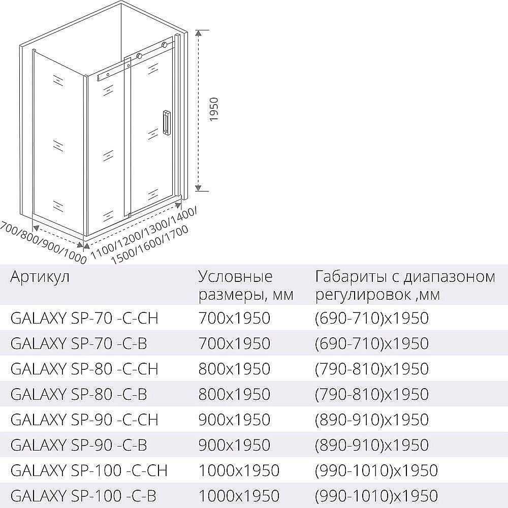 Душевой уголок Good door GALAXY WTW+SP 130x80 купить в интернет-магазине Sanbest