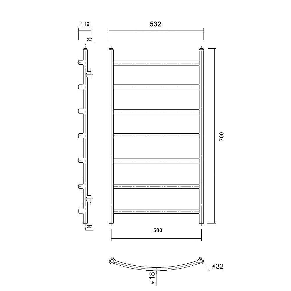 Полотенцесушитель Domoterm Калипсо П7 50x70 хром купить в интернет-магазине сантехники Sanbest