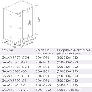 Душевой уголок Good door GALAXY WTW+SP 130x80 купить в интернет-магазине Sanbest