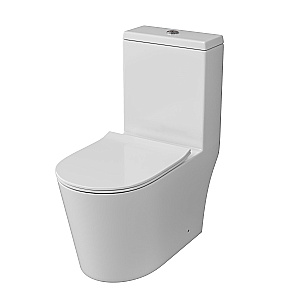 Унитаз моноблок Grossman Classic GR-4487SQ безободковый, с бачком, с крышкой микролифт, смыв торнадо, белый купить в интернет-магазине Sanbest