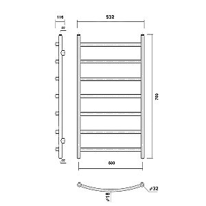 Полотенцесушитель Domoterm Калипсо П7 50x70 хром купить в интернет-магазине сантехники Sanbest