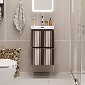 Тумба с раковиной BelBagno 40 UNO-MINI-400-2C-SO-СO+BB-8099-3-40 бежевая матовая для ванной в интернет-магазине Sanbest