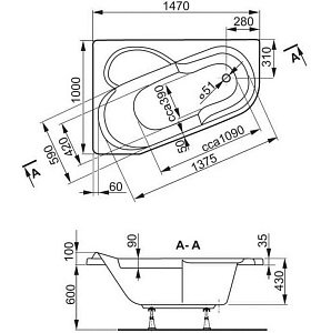 Ванна акриловая Vagnerplast Selena 147x100 купить в интернет-магазине Sanbest