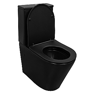 Унитаз напольный Azario Black Queen AZ-8380 черный матовый, безободковый, с бачком, с крышкой микролифт купить в интернет-магазине Sanbest