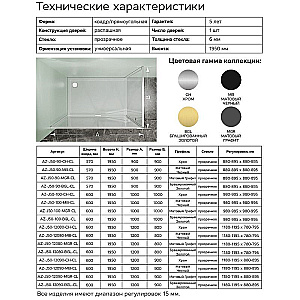 Душевой уголок Azario Male 100х100 AZ-J50-100-BGL-CL стекло прозрачное/профиль золото брашированное купить в интернет-магазине Sanbest