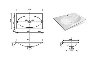 Раковина Эстет Мальта Люкс 80 любой цвет под заказ с блёстками купить в интернет-магазине Sanbest