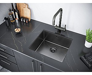 Кухонная мойка Paulmark Marx 48 PM254844-GM вороненая сталь купить в интернет-магазине сантехники Sanbest