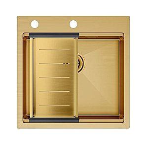 Кухонная мойка Paulmark KRONER-PRO 51 PM705151-BG+A405-BG брашированное золото купить в интернет-магазине сантехники Sanbest