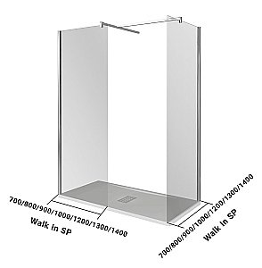 Душевое ограждение Good Door WALK IN SP+SP 200х90 стекло прозрачное/профиль хром купить в интернет-магазине Sanbest