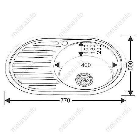 Мойка кухонная с сифоном Melana 122M ti (*12) купить в интернет-магазине сантехники Sanbest