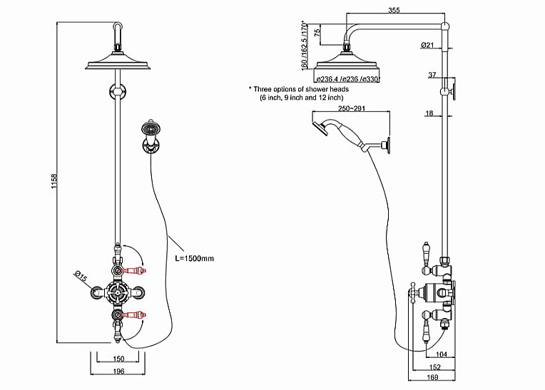 Душевая система Burlington Avon BAF3S BNKL шлифованный никель купить в интернет-магазине сантехники Sanbest