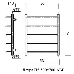 Полотенцесушитель водяной Domoterm Лаура П5 500x700 АБР бронза купить в интернет-магазине сантехники Sanbest