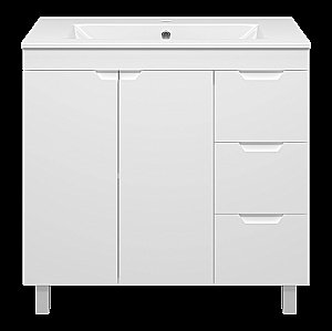 Тумба с раковиной Misty Оптима - 90 П-Опт-07090-011П3Я белая для ванной в интернет-магазине Sanbest