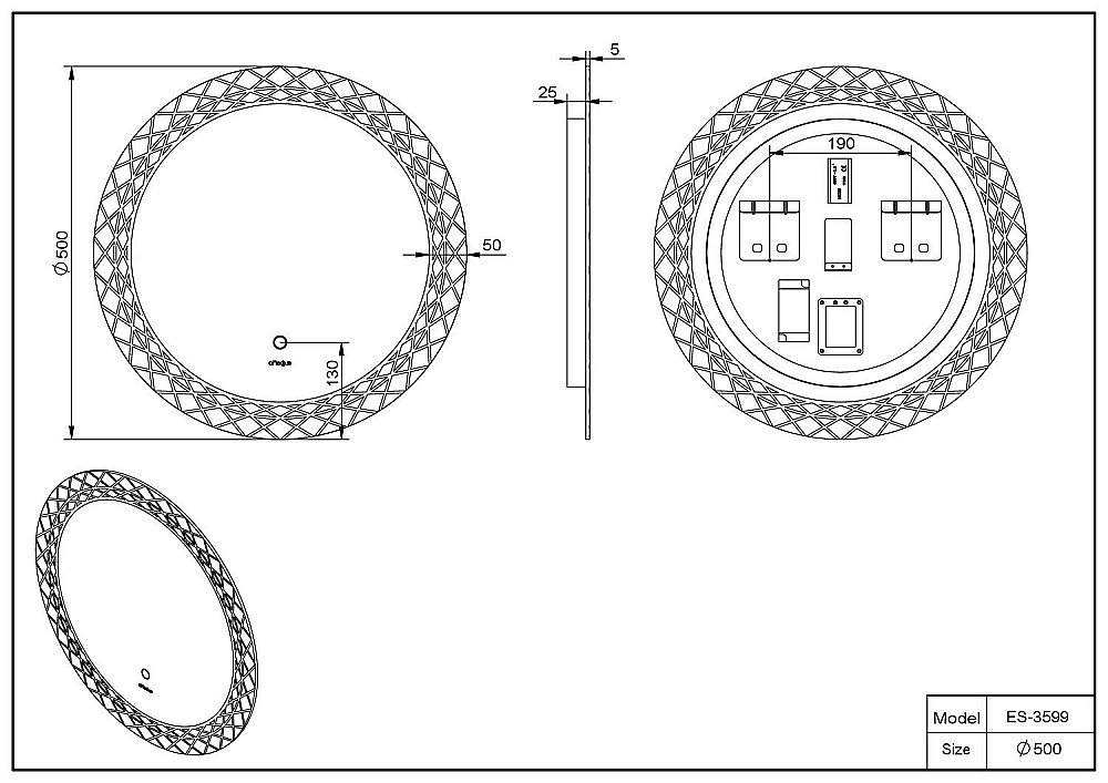Зеркало с подсветкой Esbano ES-3599 50 в ванную от интернет-магазине сантехники Sanbest