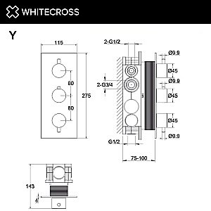 Смеситель для душа WhiteCross Y Y1238BL черный матовый купить в интернет-магазине сантехники Sanbest