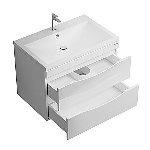 Тумба с раковиной подвесная Grossman Виста 75 с 2-я ящ, белый глянец для ванной в интернет-магазине Sanbest